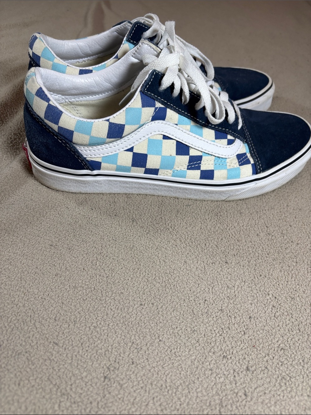 Vans Checkerboard Low-Top Sneakers in Navy and Light Blue - Picture 3 of 6